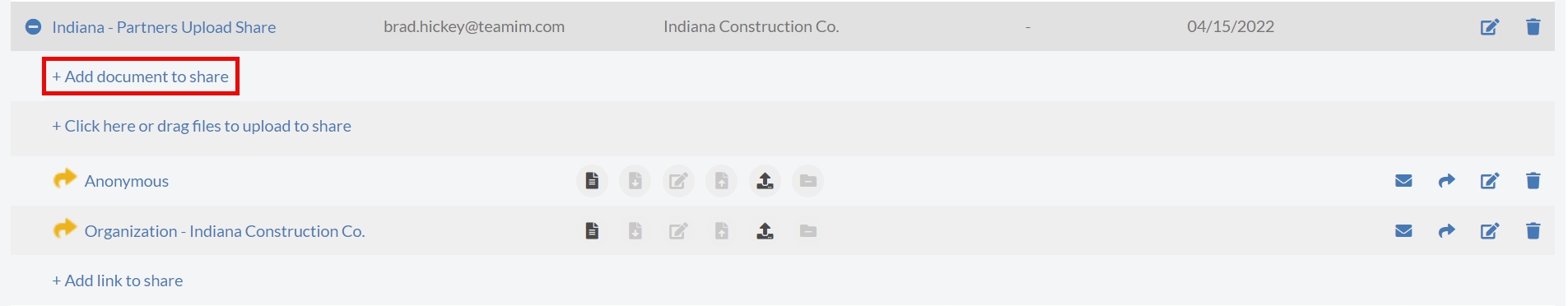 Add Documents to Share Link