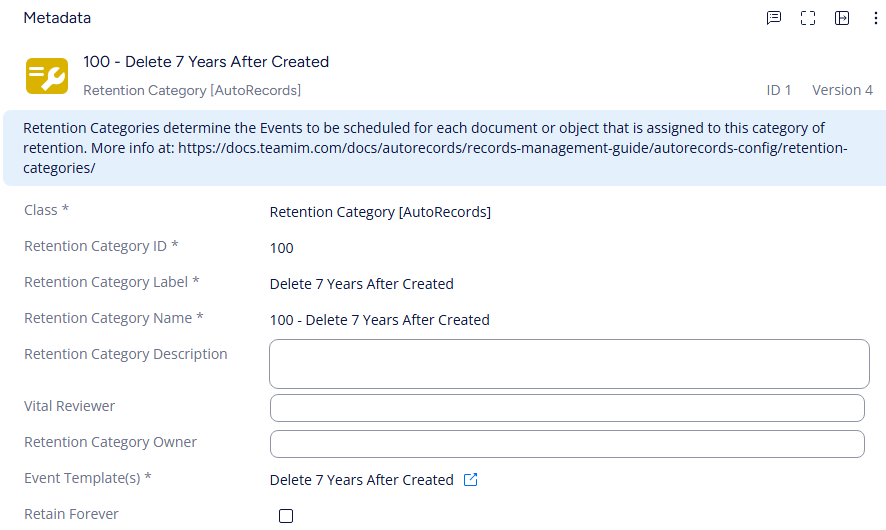 retention category