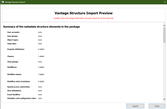 Run Vault Structure Import Button