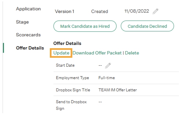 Update Offer