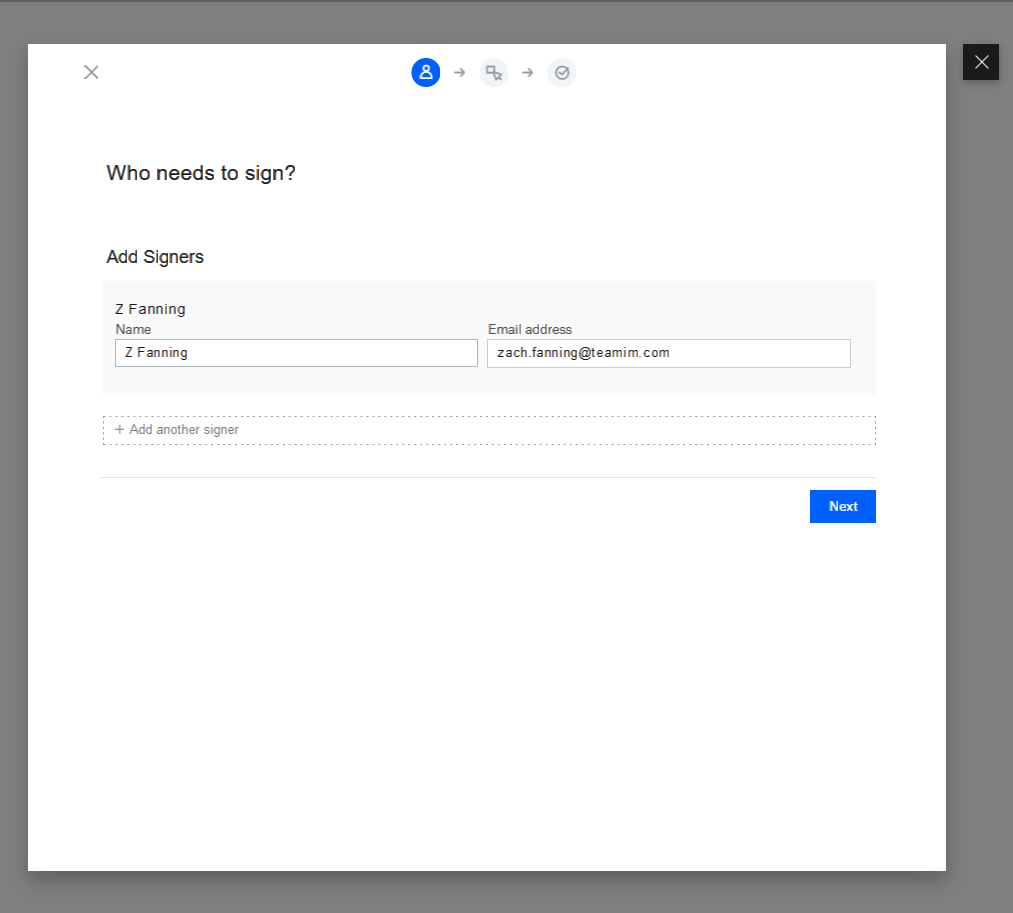 Signer's Name and E-mail
