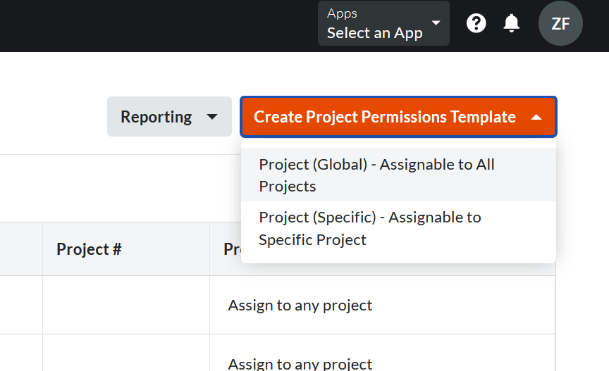 Create Project Permissions Template - Global