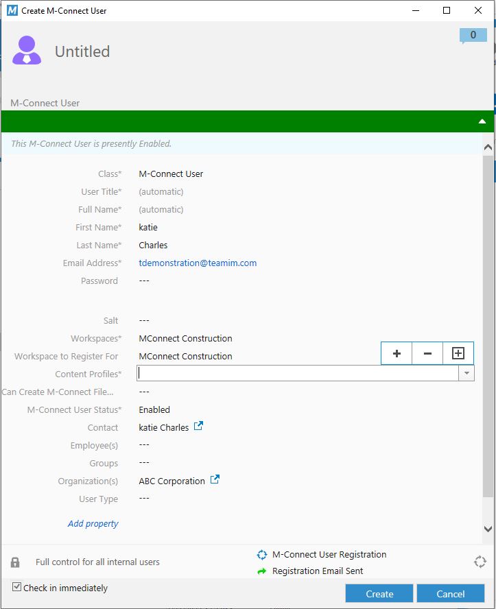 Create M-Connect User