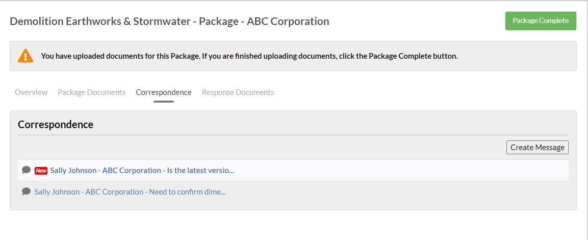 Package Correspondence