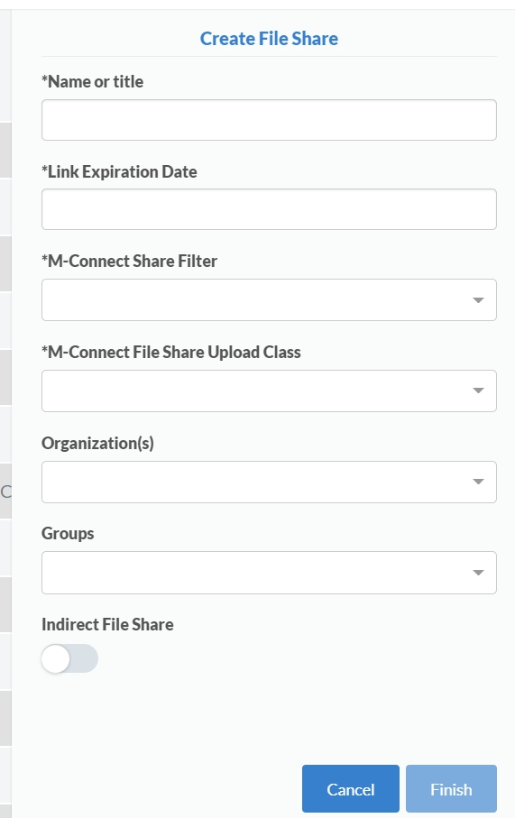 Create File Share Dialog
