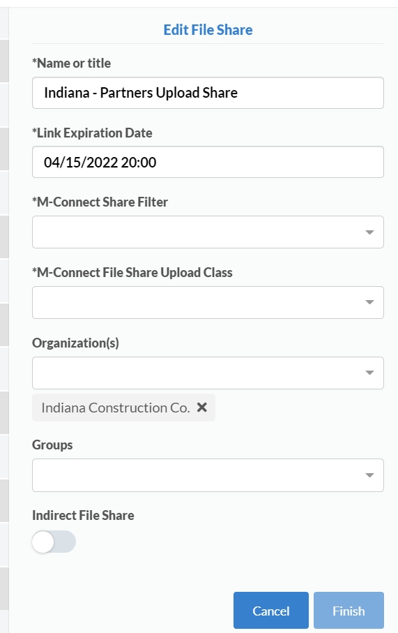 Edit File Share Dialog