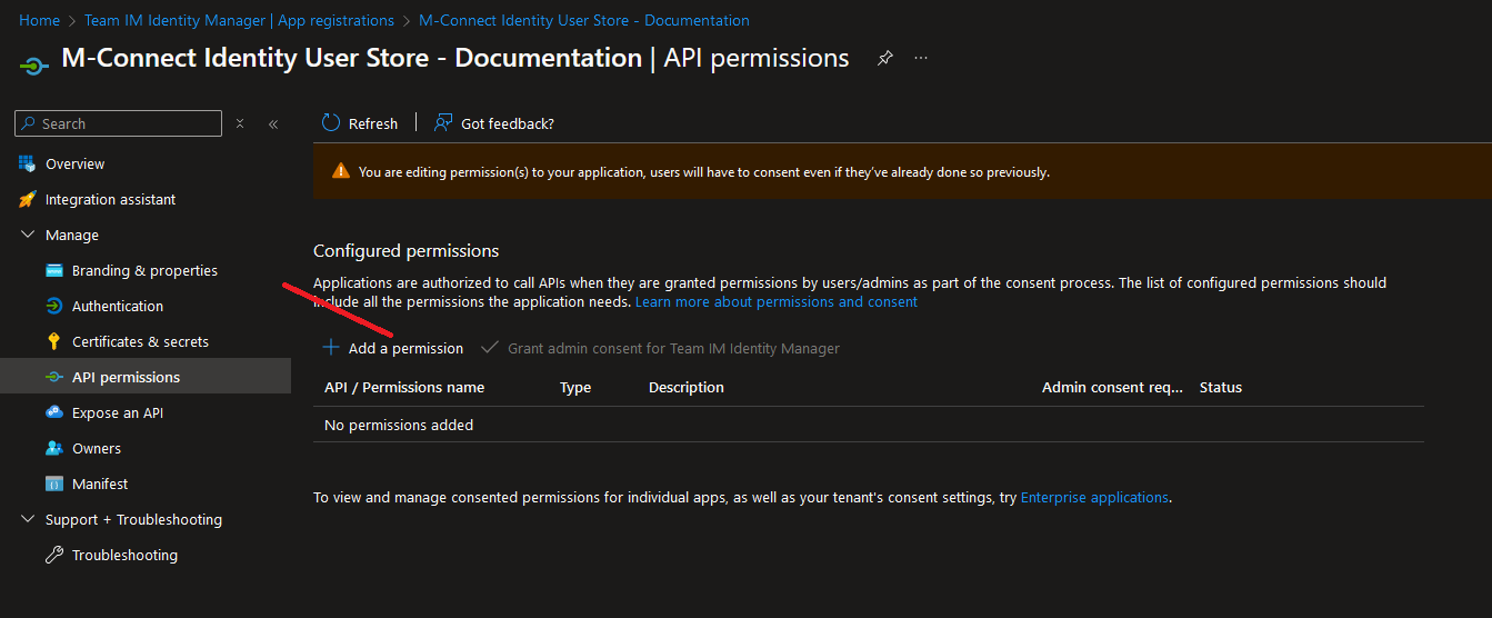 Add Azure App Permissions