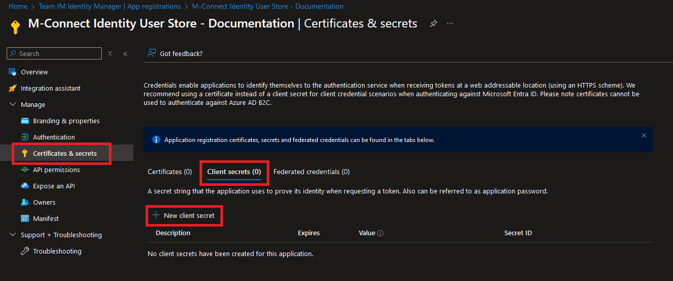 Add Azure App Secret