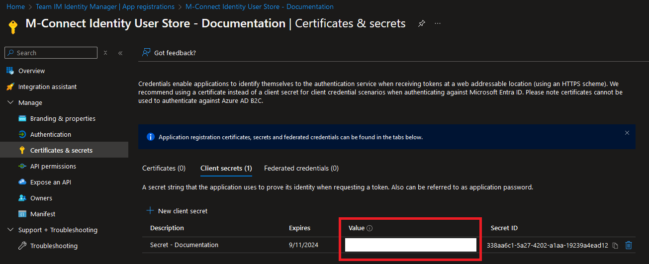 Add Azure App Secret