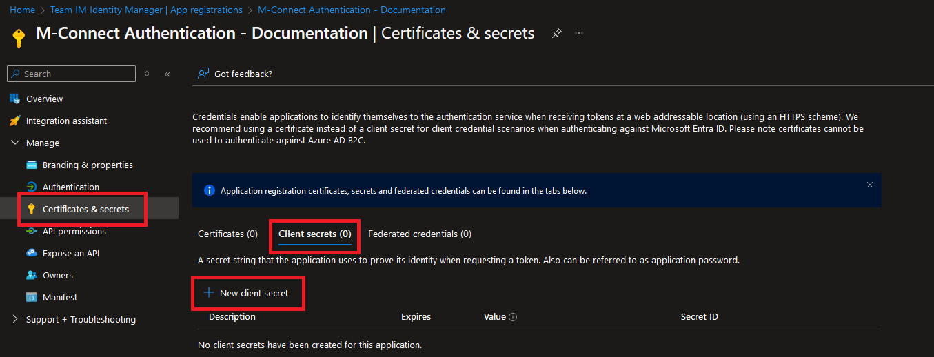 Add Azure App Secret