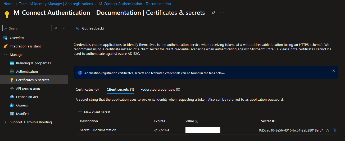 Add Azure App Secret